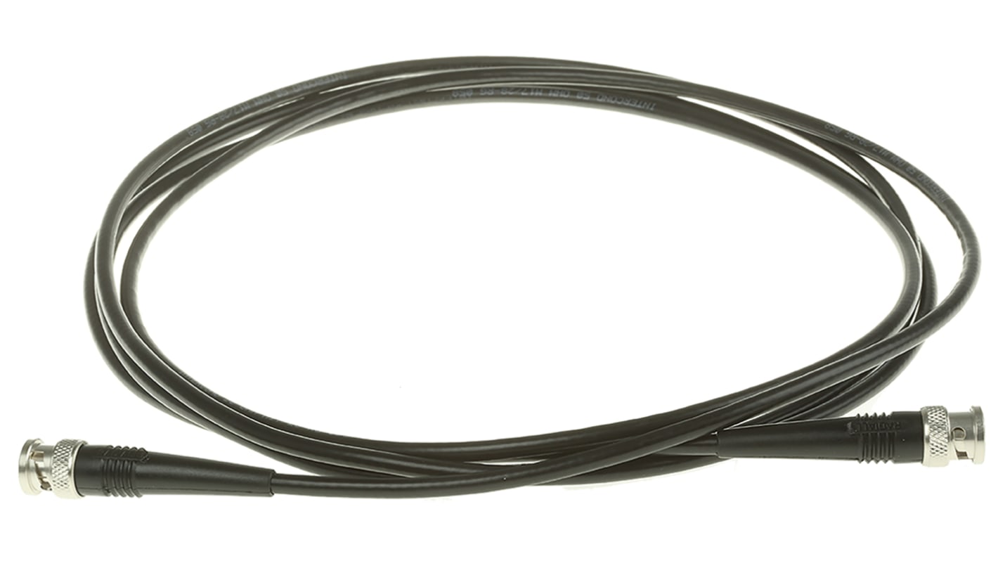 Cable coaxial RG58 Radiall, 50 Ω, con. A: BNC, Macho, con. B: BNC, Macho, long. 3m Negro