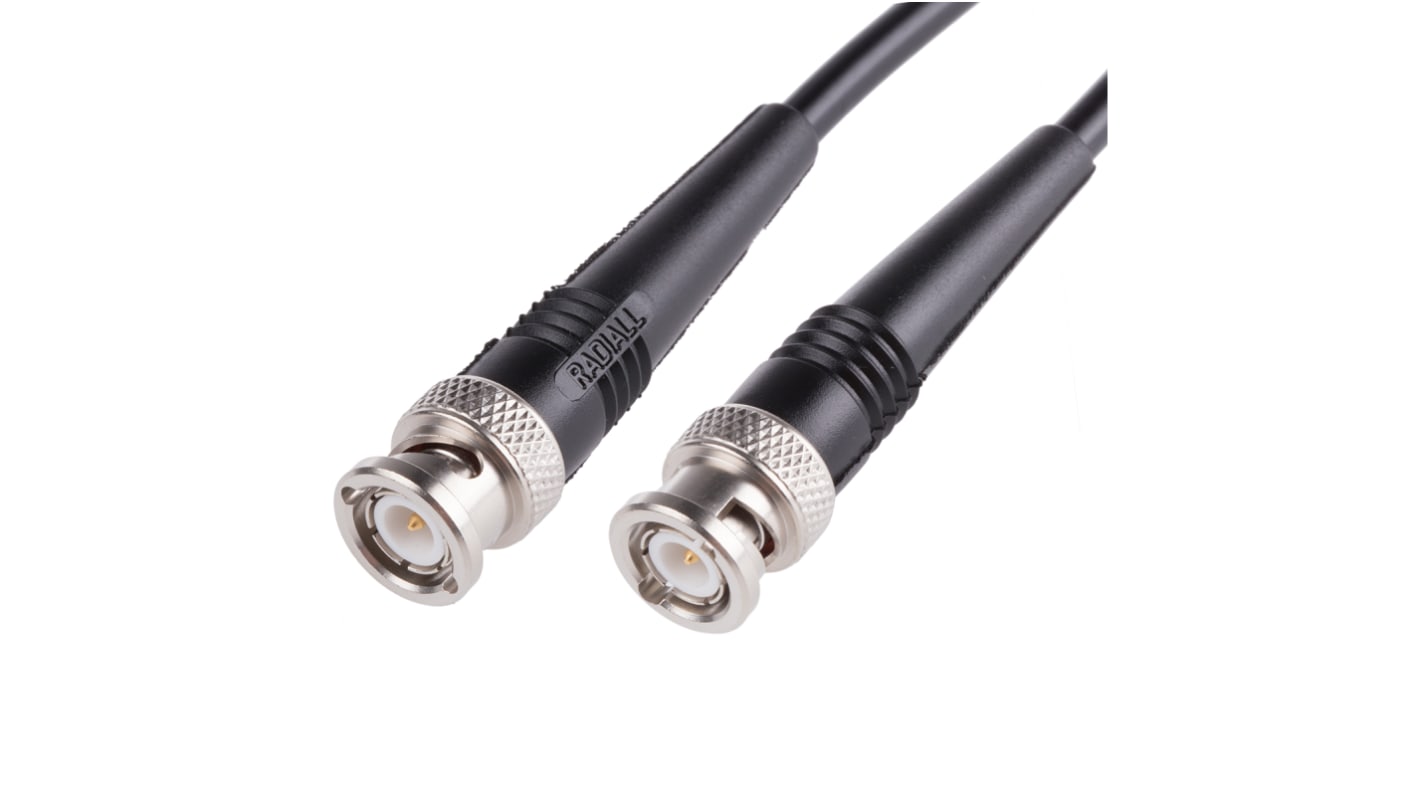 Radiall Male BNC to Male BNC Coaxial Cable, 250mm, RG58 Coaxial, Terminated