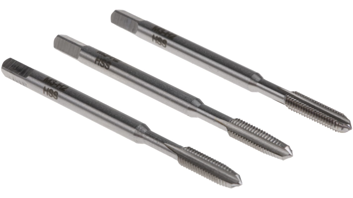 RS PRO Tap Set, M3 Thread, 0.5mm Pitch, Metric Standard, Hand Tap