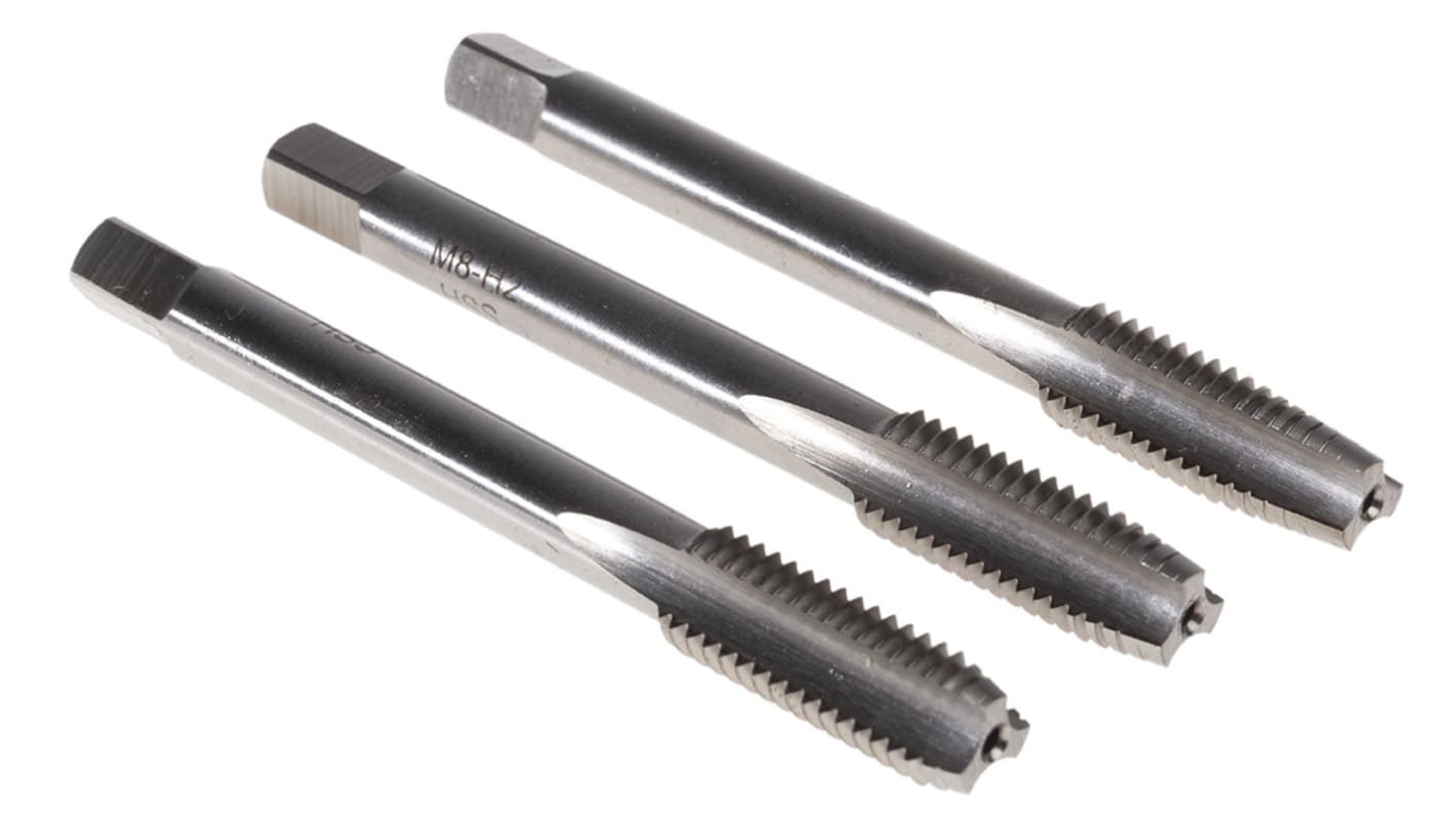RS PRO Tap Set, M8 Thread, 1.25mm Pitch, Metric Standard, Hand Tap