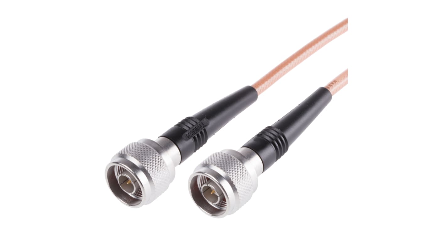 Radiall Male N Type to Male N Type Coaxial Cable, 1m, RG142 Coaxial, Terminated