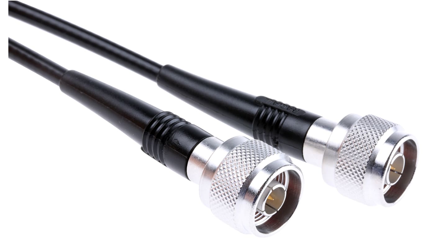 Radiall Male N Type to Male N Type Coaxial Cable, 1m, RG58 Coaxial, Terminated