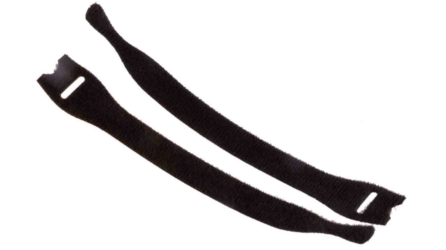 HellermannTyton Cable Tie, Hook and Loop, 150mm x 12.5 mm, Black PA (Loop), PP (Hook), Pk-10