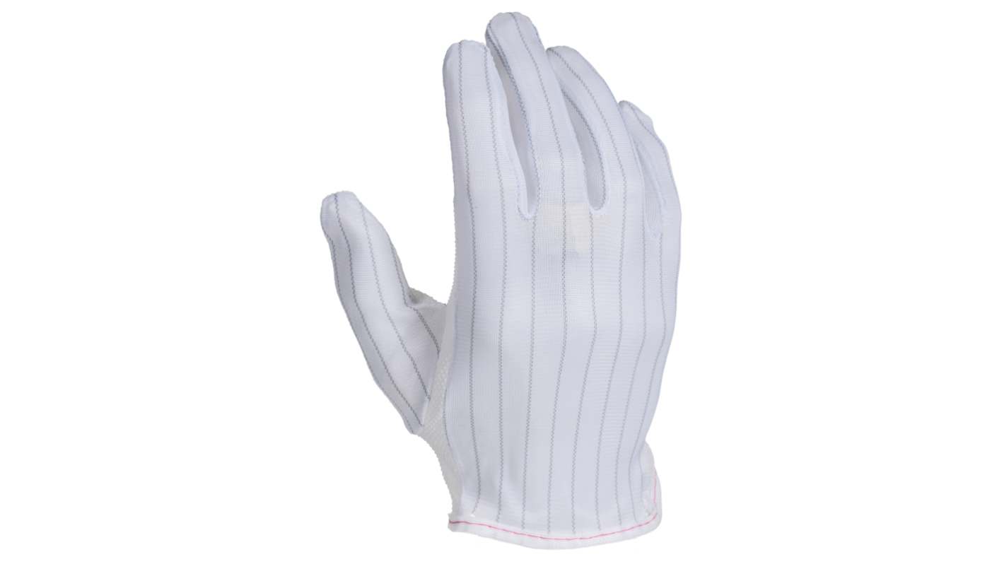 RS PRO ESD PU Tips White Polyester General Purpose, Sweat Absorbent Work Gloves, Size M, Uncoated Coating