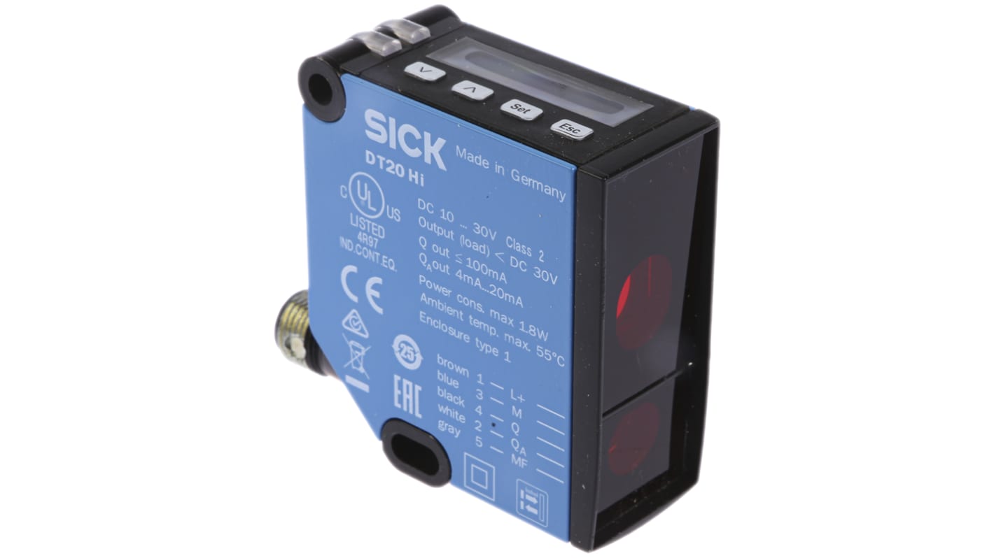 Rs-Online Sensore di distanza Rettangolare SICK a soppressione di sfondo rilevamento 100 mm → 600 mm uscita analogica