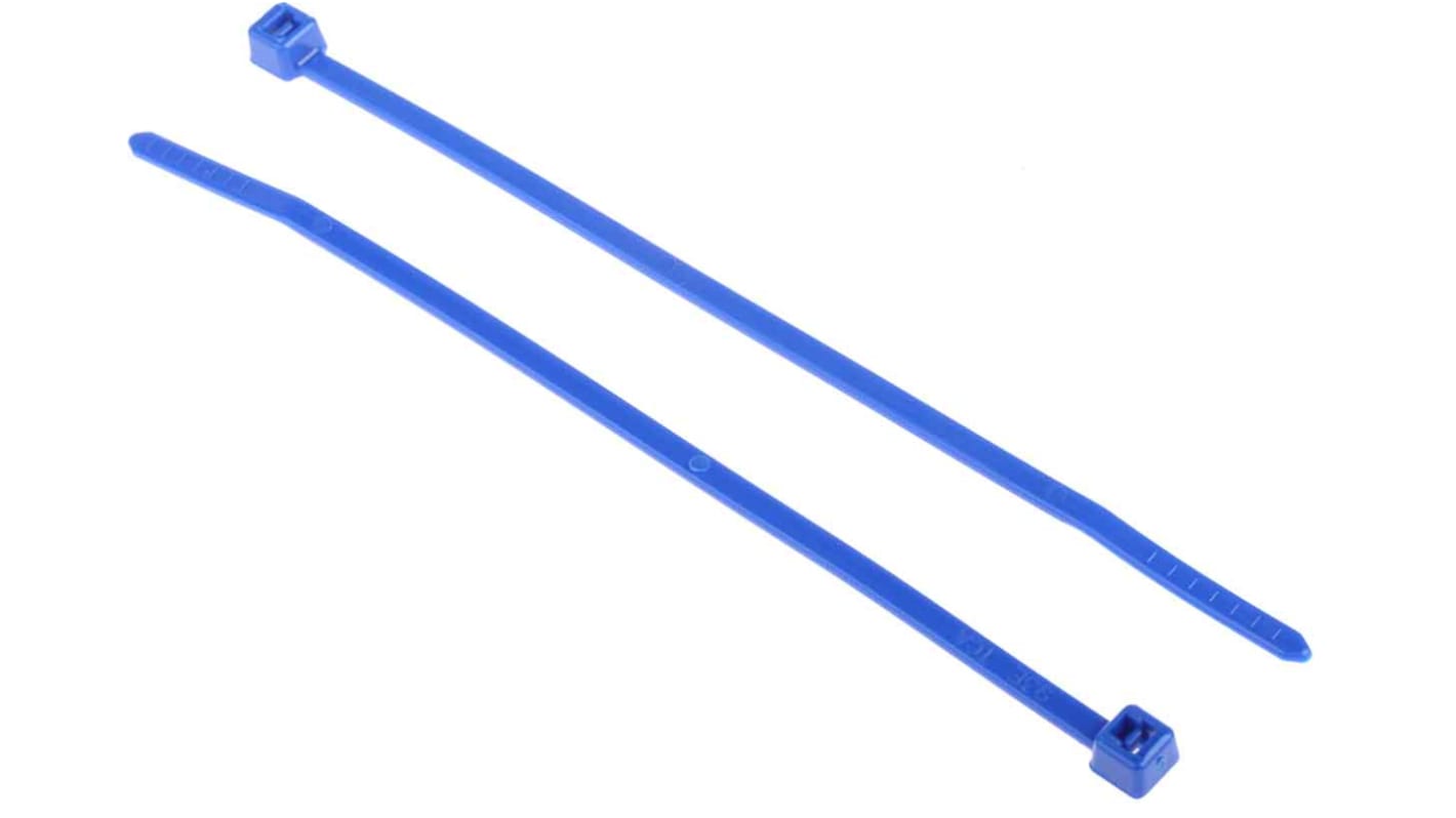 HellermannTyton Cable Tie, 100mm x 2.5 mm, Blue Polyamide 6.6 (PA66), Pk-100