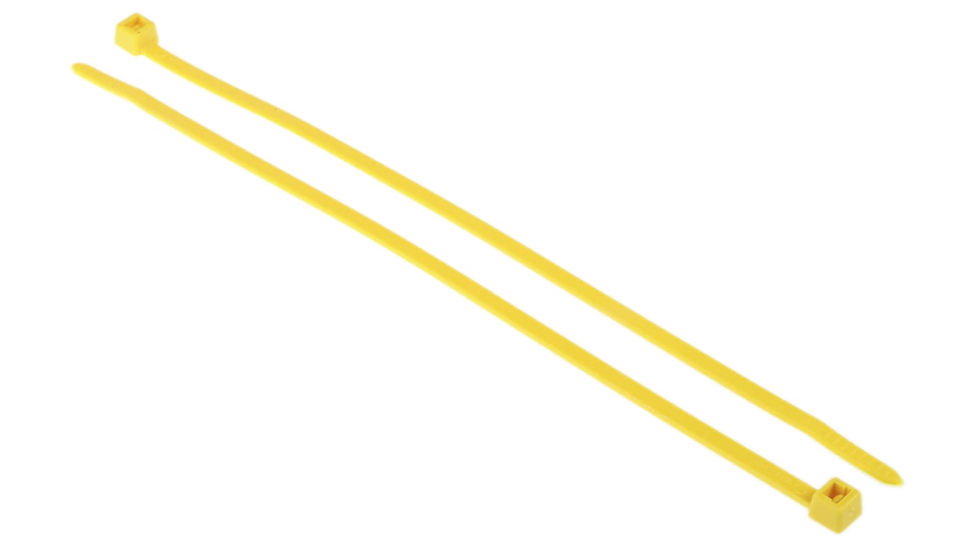 HellermannTyton Cable Tie, 200mm x 4.6 mm, Yellow Polyamide 6.6 (PA66), Pk-100