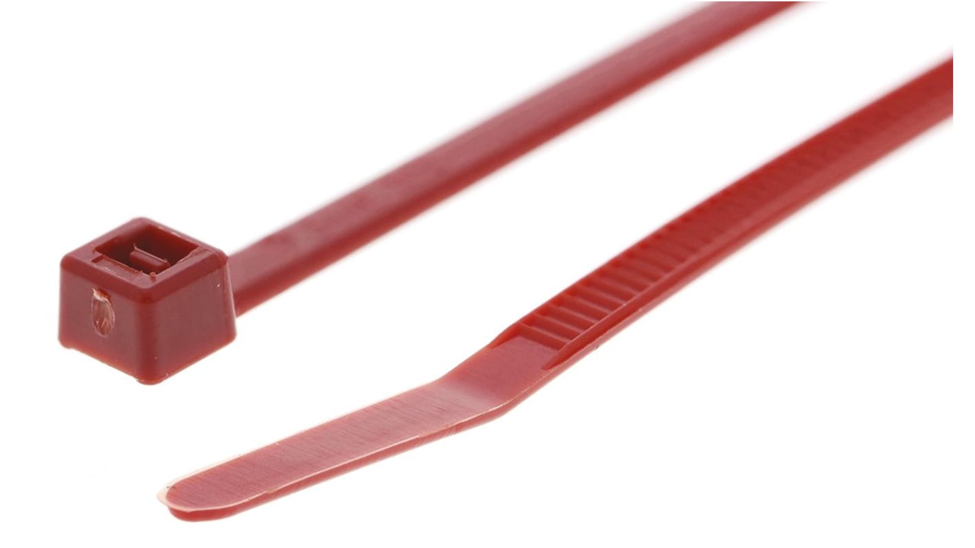 HellermannTyton Cable Tie, 150mm x 3.5 mm, Red Polyamide 6.6 (PA66), Pk-100