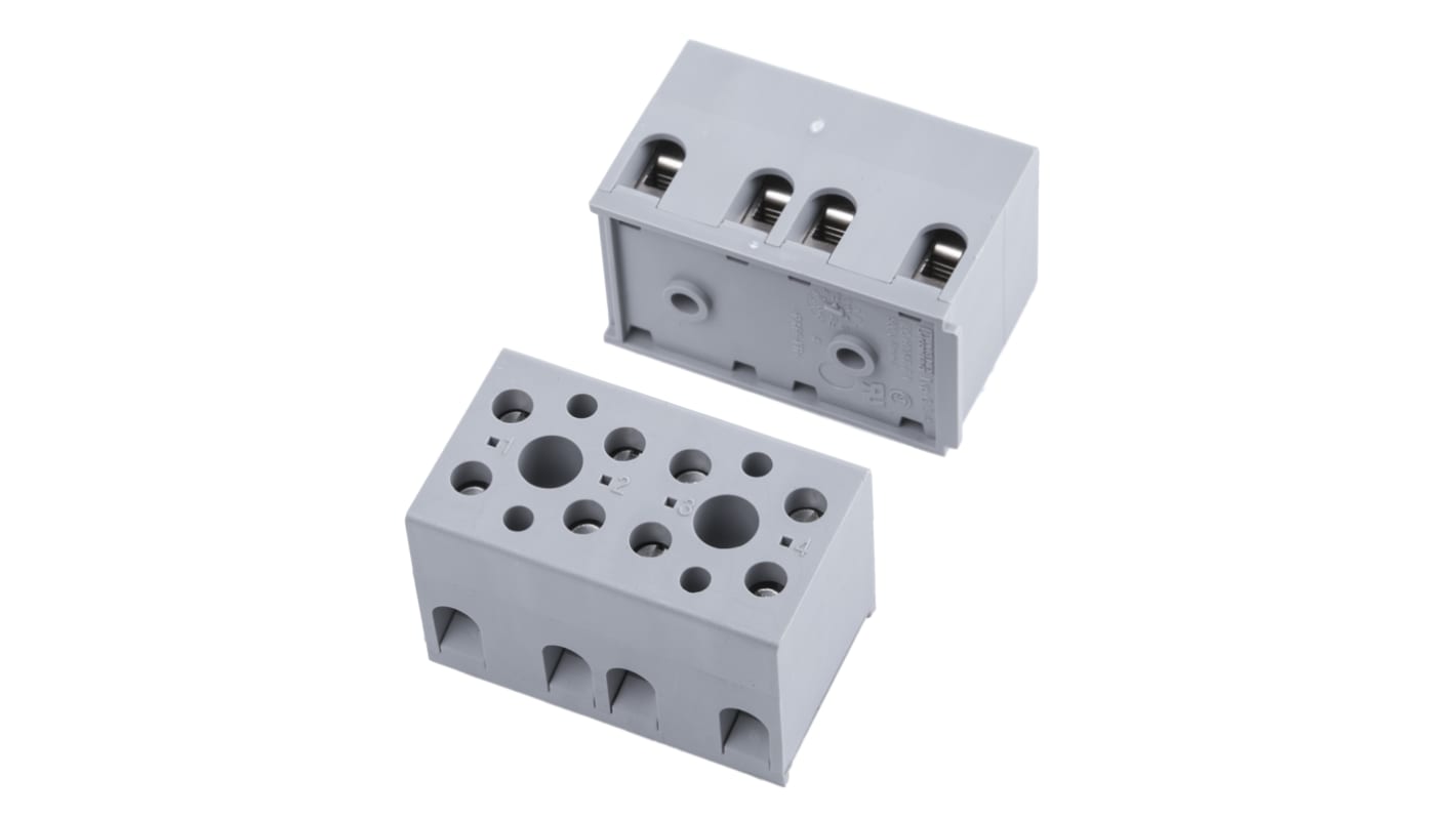 Phoenix Contact UK Series G 5/ 4 Non-Fused Terminal Block, 4-Way, 32A, 24 → 12 AWG Wire, Screw Down Termination