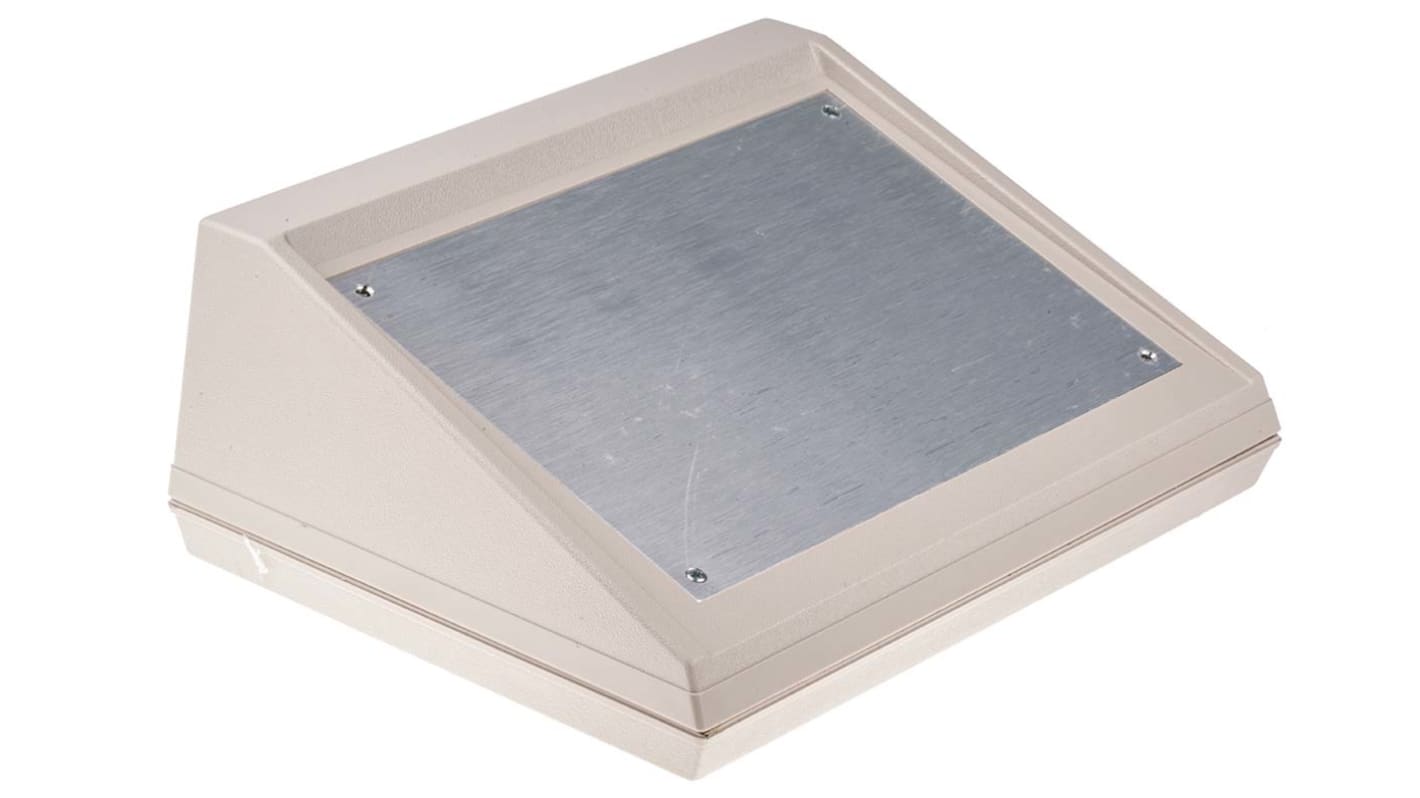 Contenitore per elettronica RS PRO con frontale inclinato 203.2 x 254.01 x 101.6mm, in ABS, col. Bianco