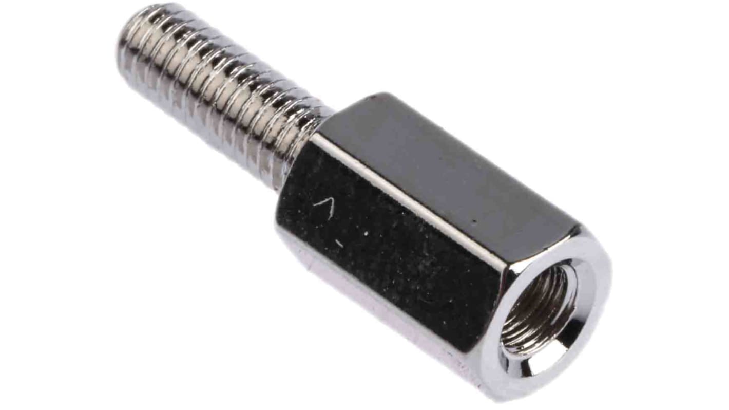 RS PRO Standoff, M3 x M3 Thread, 8mm Body, Brass, Male/Female, 8mm Stud