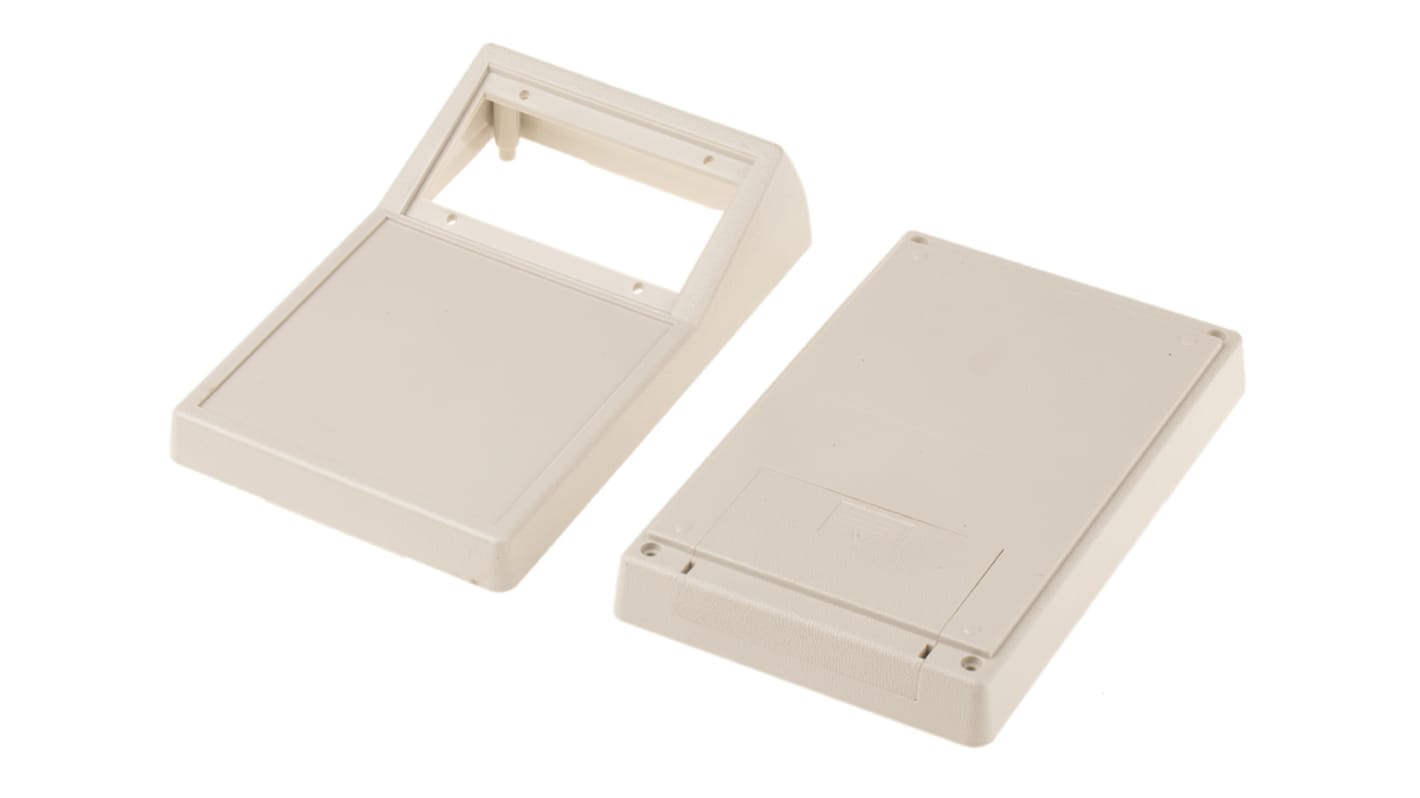 RS PRO White ABS Handheld Enclosure, Integral Battery Compartment, Display Window, 146.1 x 91.5 x 52.9mm