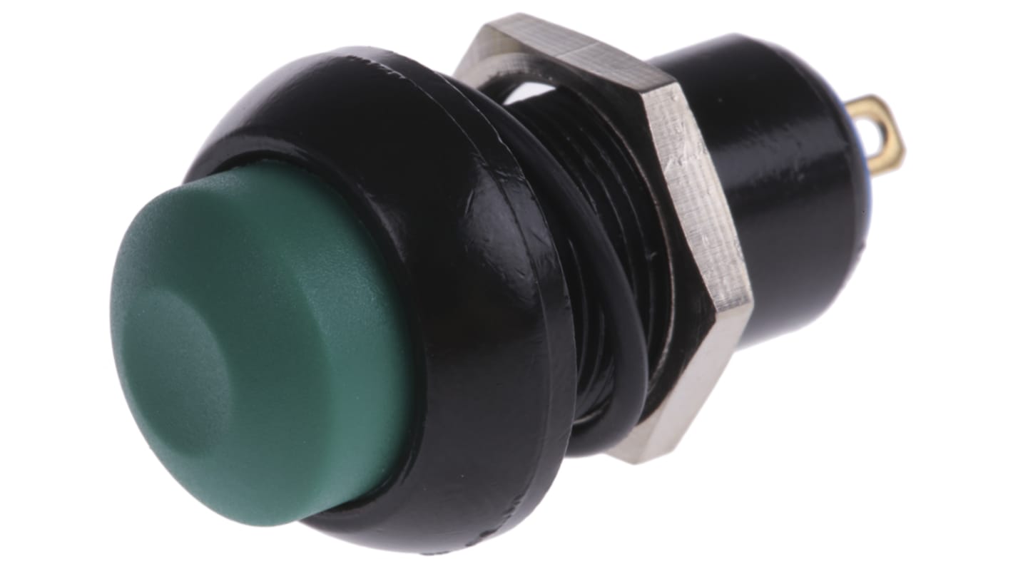 Interruptor de Botón Pulsador APEM, color de botón Verde, Enclavamiento, 5 A a 28 V dc, 28V dc, Montaje en Panel, IP67