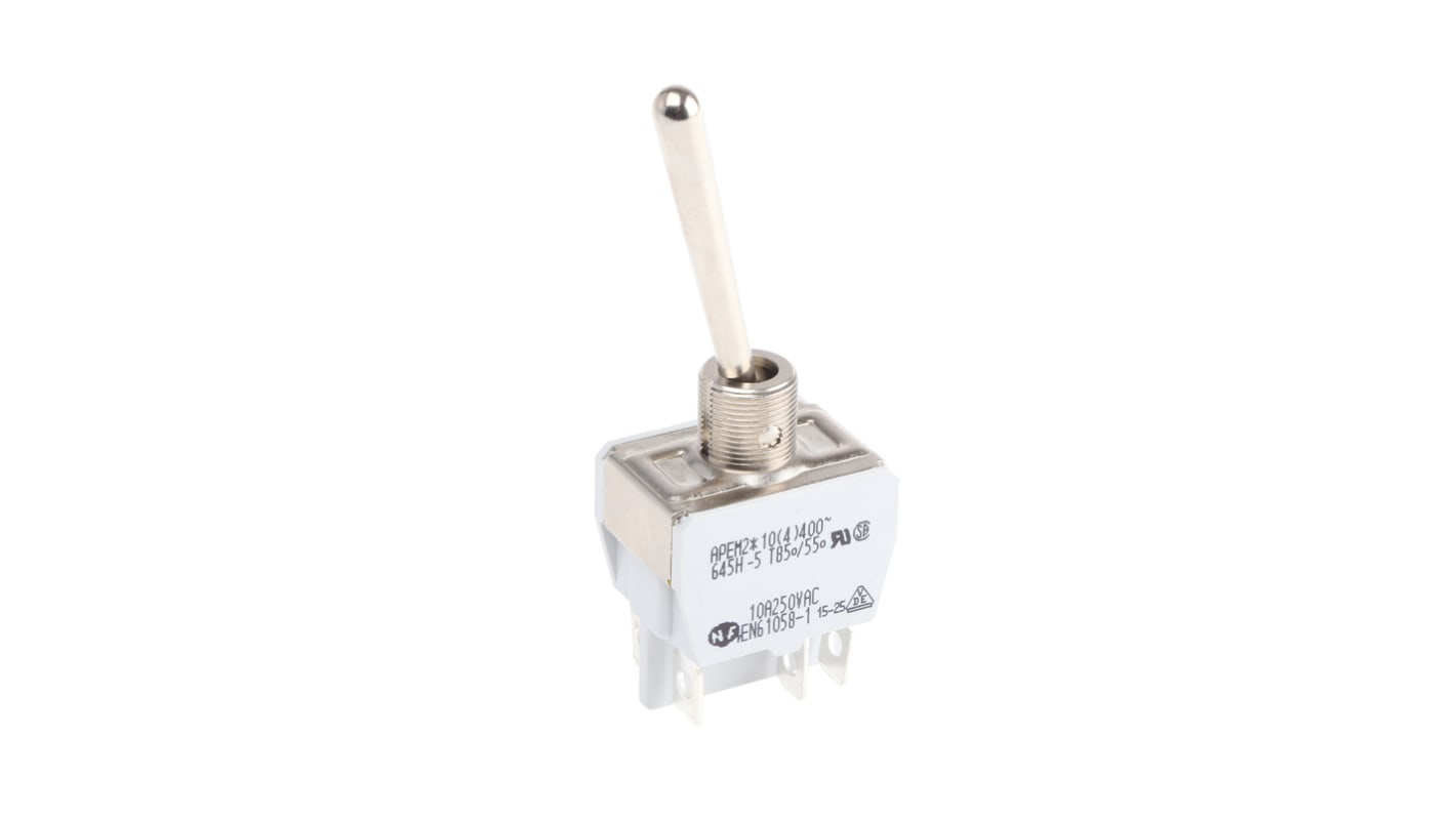 APEM Toggle Switch, Panel Mount, On-(On), DPDT, Solder Terminal