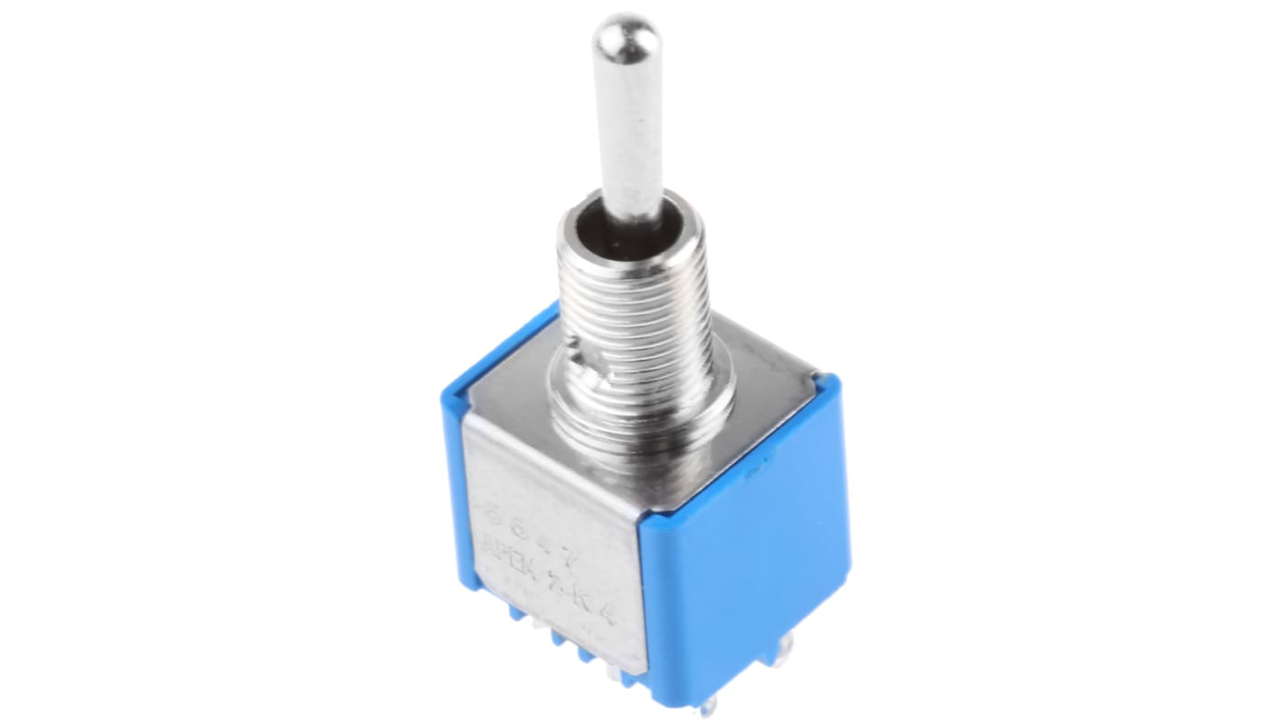 APEM Toggle Switch, Panel Mount, (On)-Off-(On), DPDT, Solder Terminal