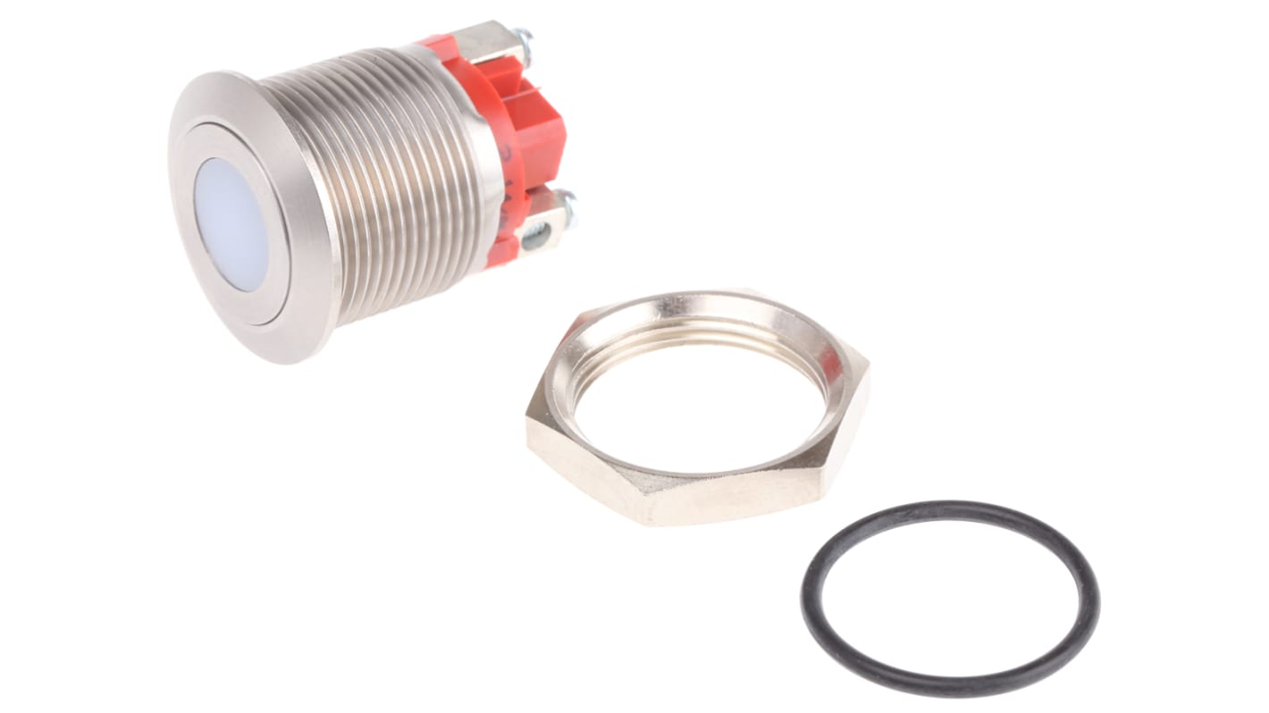 APEM Illuminated Push Button Switch, Momentary, 19.2mm Cutout, SPST, Red LED, 250V ac, IP65