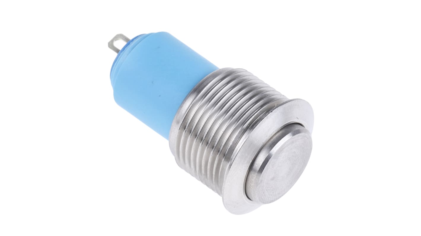 Interruptor de Botón Pulsador APEM, color de botón Plata, SPST, Enclavamiento, 1 A a 24 V dc, 48V dc, IP65