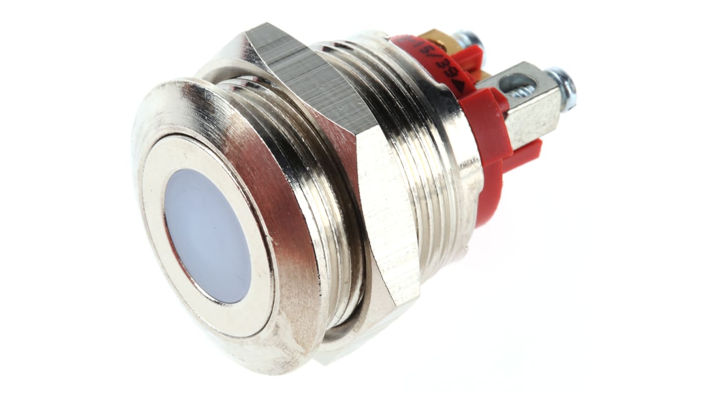 APEM Illuminated Push Button Switch, Momentary, 19.2mm Cutout, SPST, Red LED, 48V dc, IP65