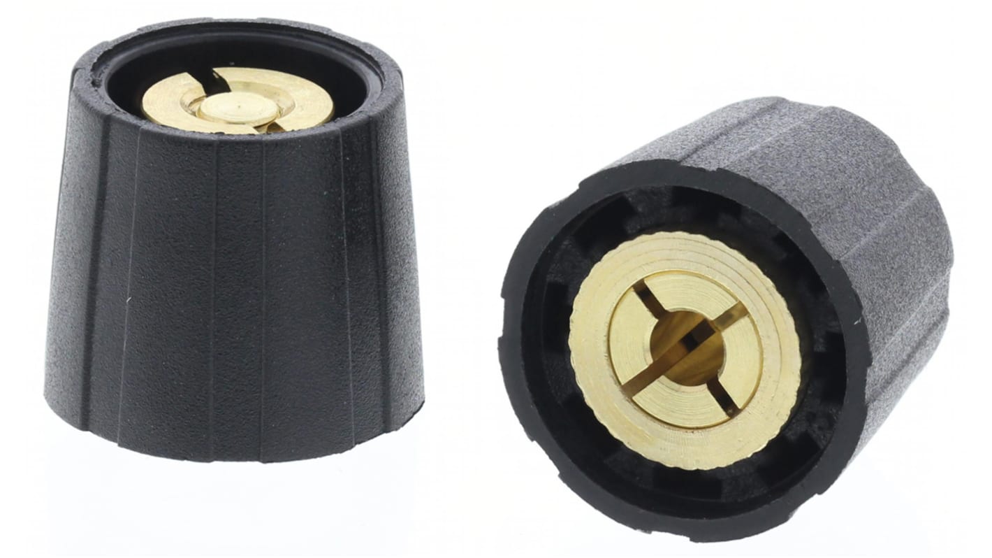 Sifam 15.5mm Black Potentiometer Knob for 3.2mm Shaft Splined, S150125-BLK