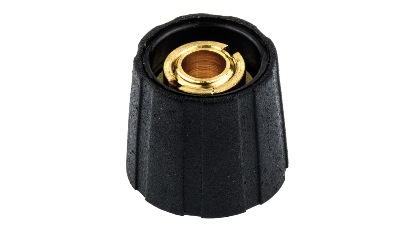 Sifam 15.5mm Black Potentiometer Knob for 6.35mm Shaft Splined, S150250-BLK
