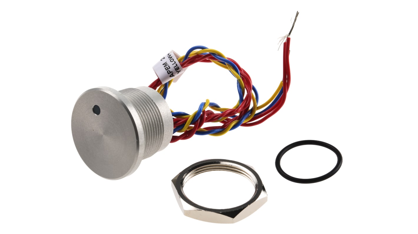 APEM Illuminated Piezo Switch, SPST, IP68, Wire Lead, 200 mA @ 24 V dc, -40 → +75°C