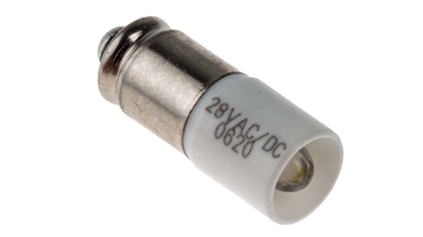 Lampka kontrolna Biały 28V ac/dc Rowek miniaturowy LED średnica 6mm długość 16mm