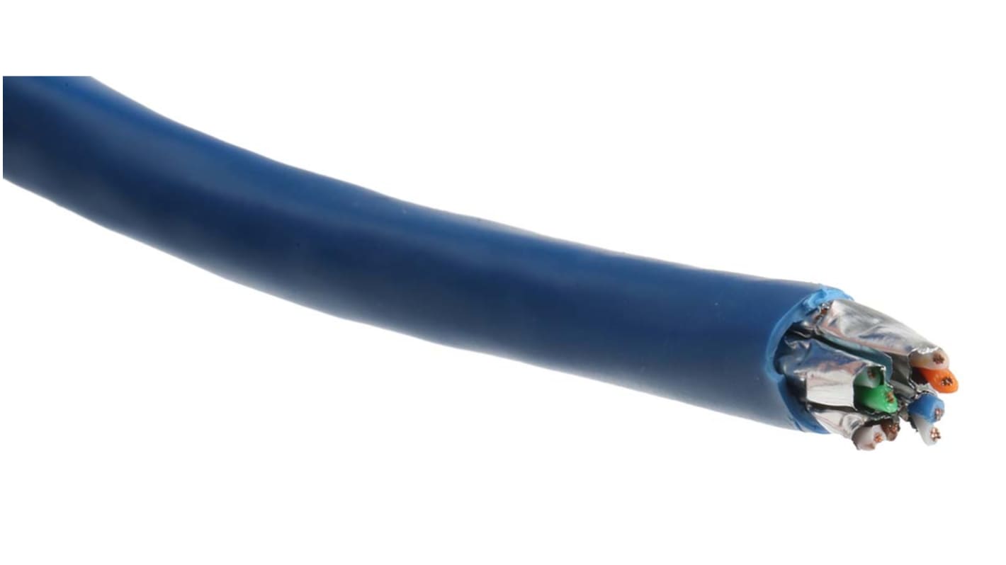 Cable Ethernet Cat6 U/FTP CAE Multimedia Connect de color Azul, long. 100m, funda de PVC, IEC 60332-1