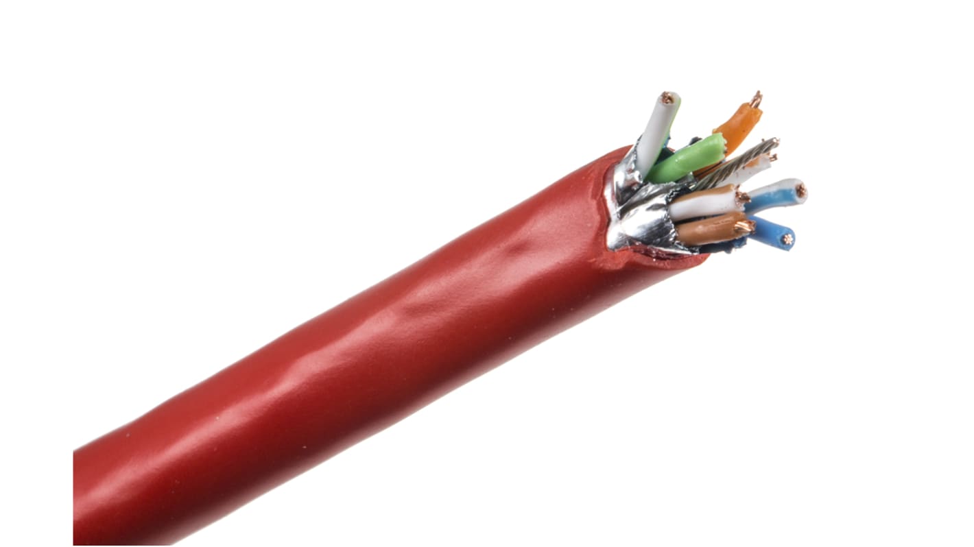 CAEMMC, 100m Cat6, Red, U/FTPShielded, Unterminated PVC Sheath