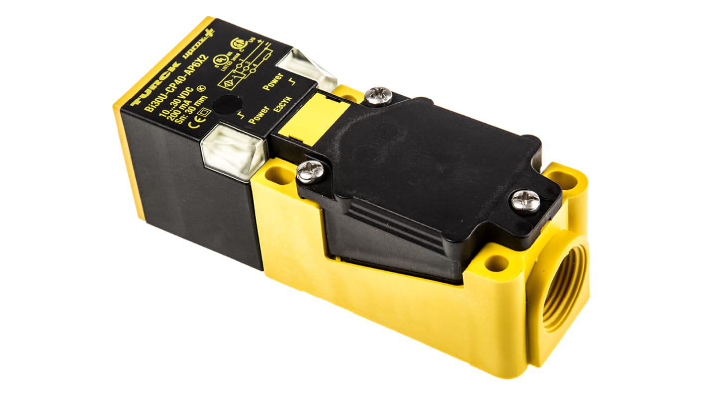 Turck Inductive Block-Style Proximity Sensor, 30 mm Detection, PNP Output, 10 → 30 V dc, IP68