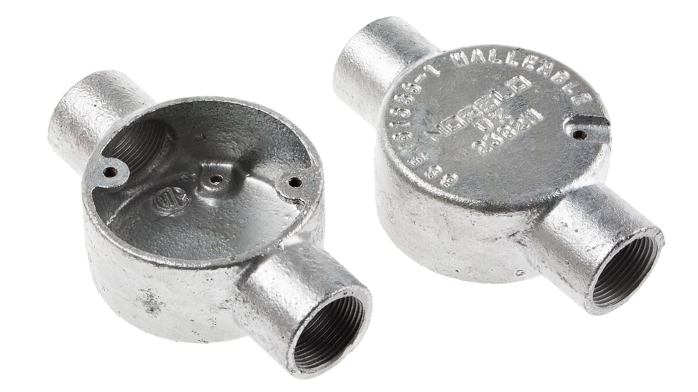 RS PRO Through Box, Conduit Fitting, 25mm Nominal Size, Steel
