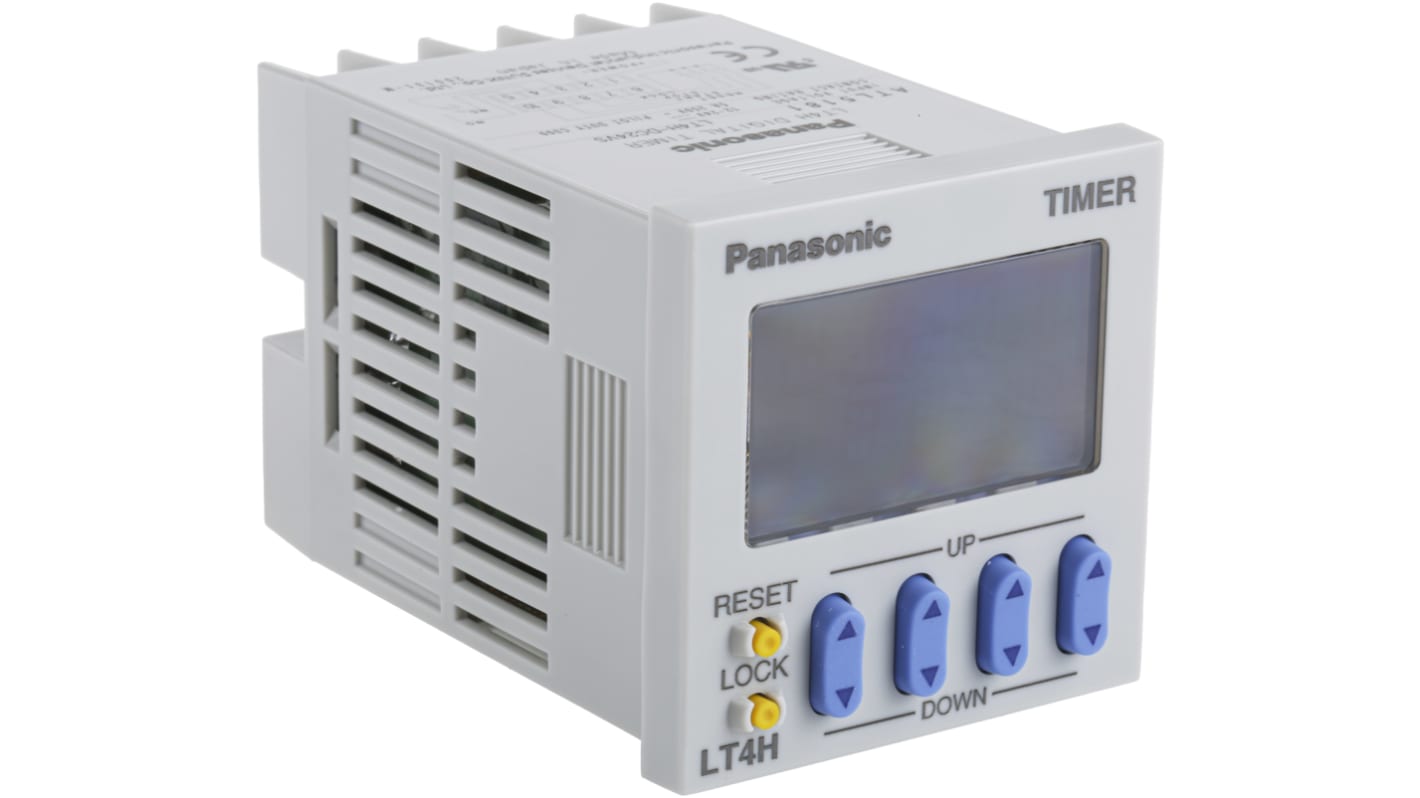 Panasonic LT4H Series Panel Mount Timer Relay, 12 → 24V dc, 0 → 9999 h, 0 → 9999 min, 0 →