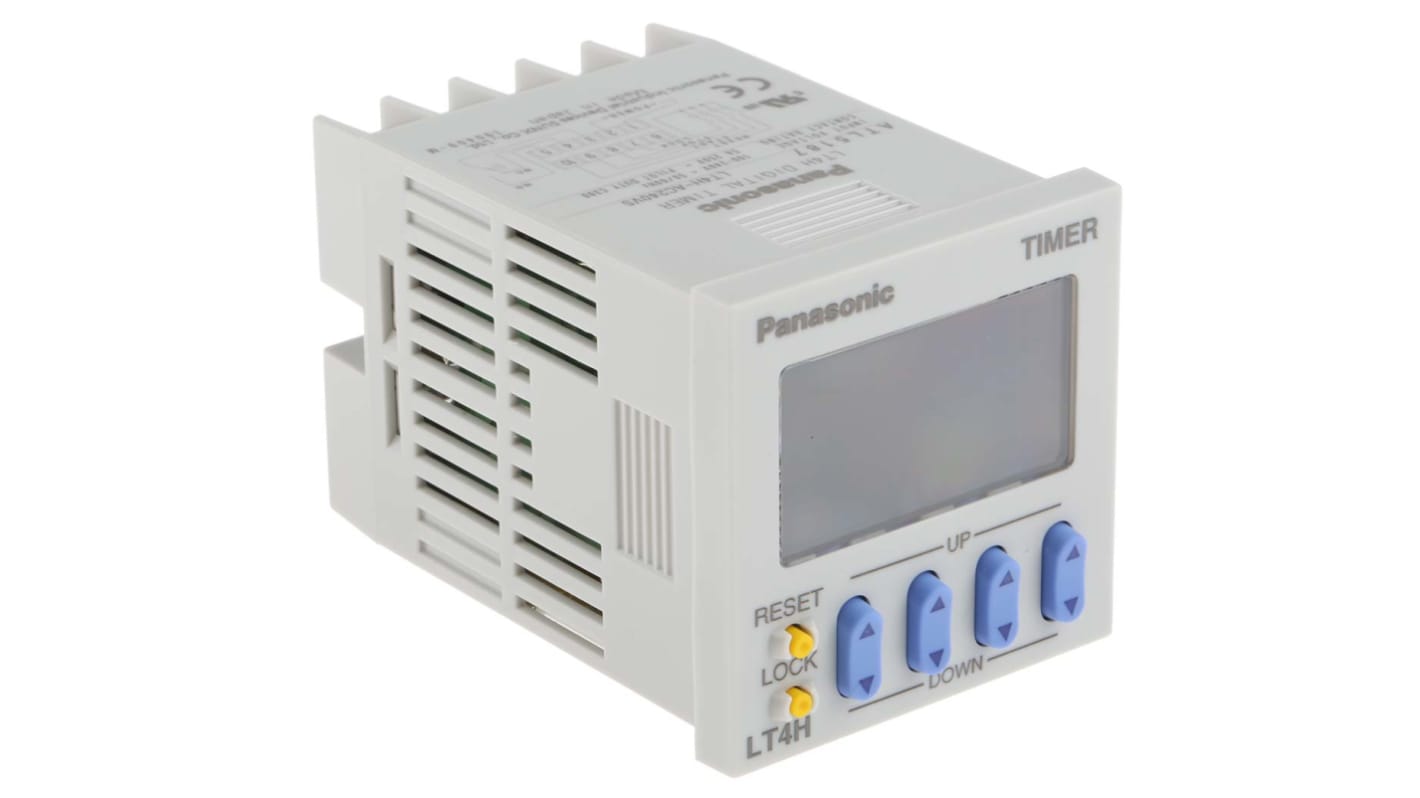パナソニック 多機能 タイマーリレー, 0 → 9999 h, 0 → 9999 min, 0 → 9999s, 100 → 240V ac, パネルマウント, LT4H シリーズ