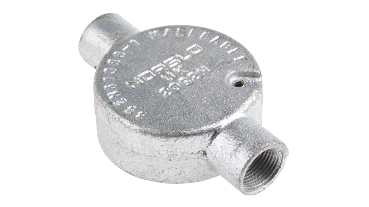 Raccordo per cavi RS PRO, Scatola passante in Acciaio Galvanizzato, 20mm