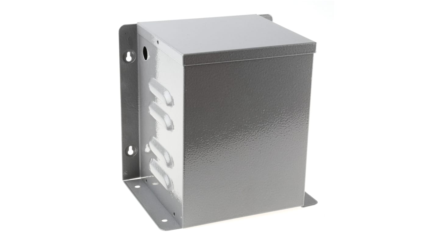 RS PRO Grey Steel Enclosure, Flanged, Grey Lid, 182 x 192 x 246mm