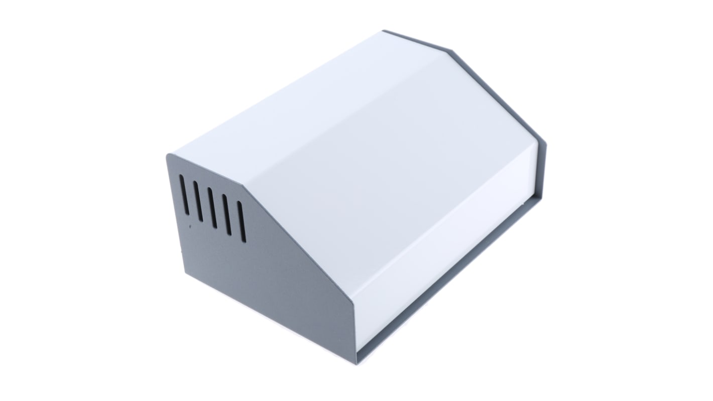 Hammond 519 Series Grey Aluminium, Steel Desktop Enclosure, Sloped Front, 220 x 150 x 100mm