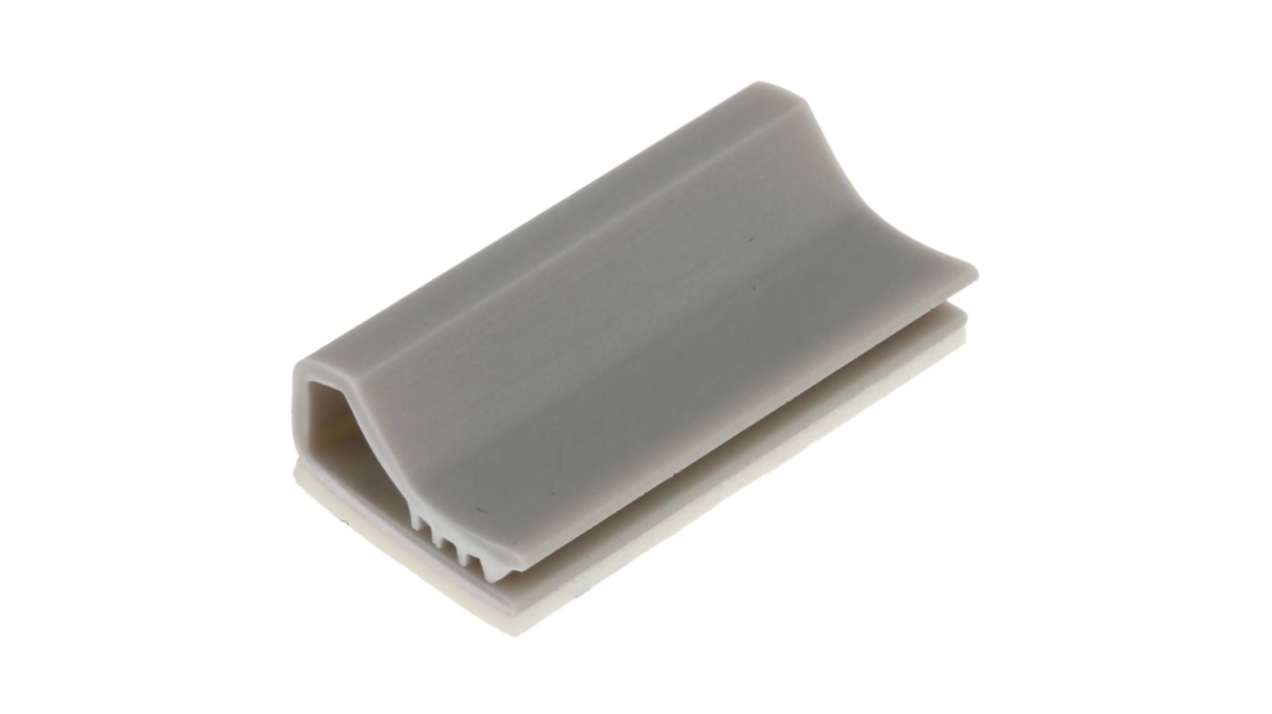 RS PRO Grey PVC Flat Cable Clamp, 9mm Max. Bundle