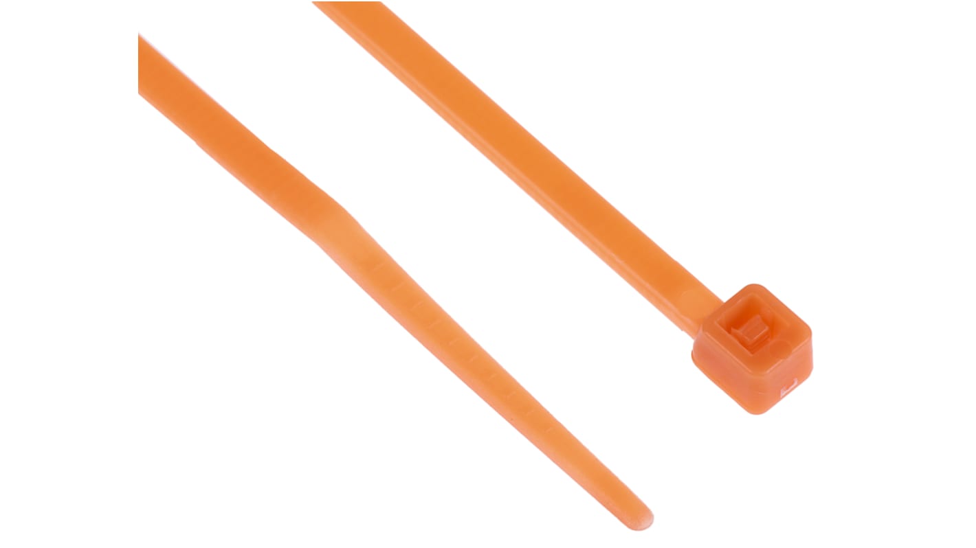 Brida RS PRO de Nylon 66 Naranja, 100mm x 2,5 mm, No reutilizable