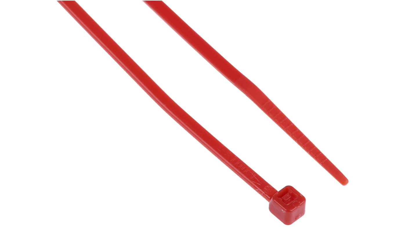 Brida RS PRO de Nylon 66 Rojo, 203mm x 2,5 mm, No reutilizable