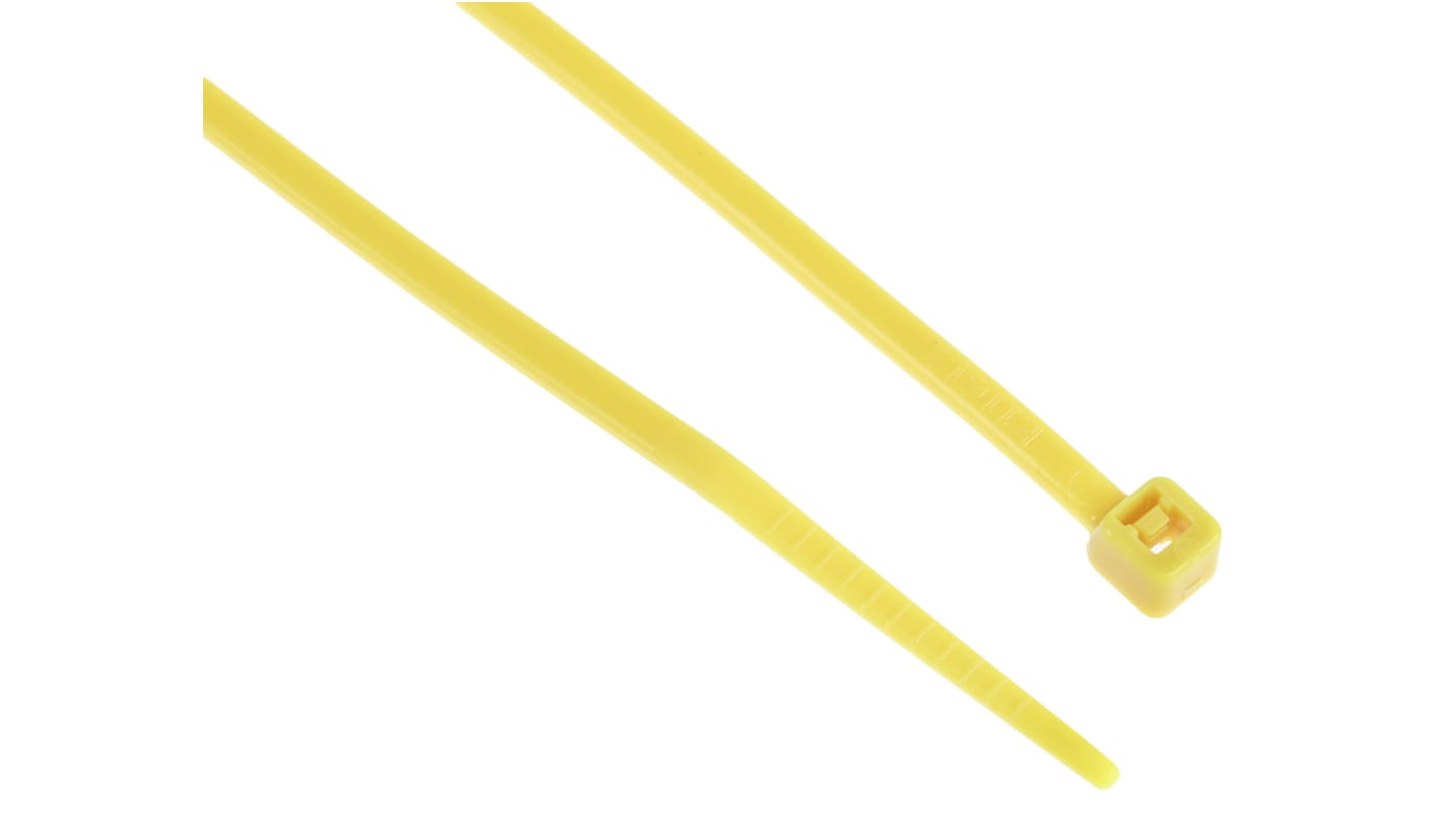 RS PRO Cable Tie, 203mm x 2.5 mm, Yellow Nylon, Pk-100