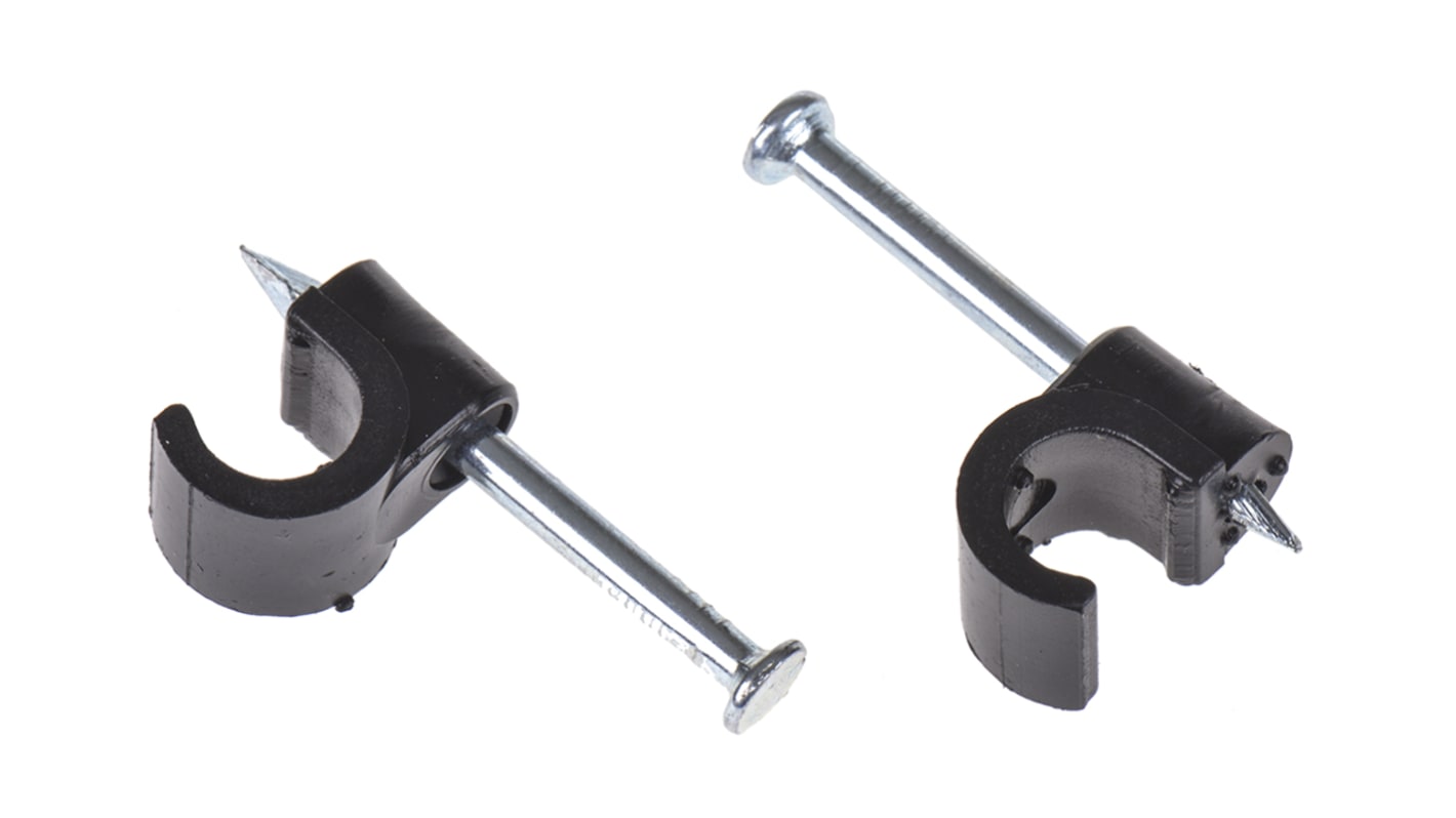 RS PRO Black PE Round Cable Clip, 6mm Max. Bundle