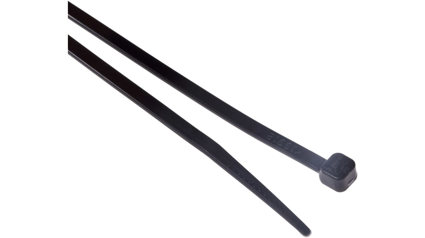 RS PRO Cable Tie, 150mm x 3.6 mm, Black Nylon, Pk-100