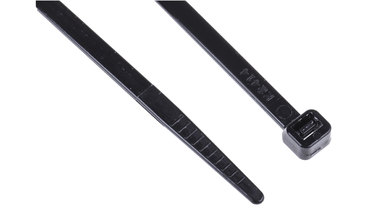 RS PRO Cable Tie, 368mm x 4.8 mm, Black Nylon, Pk-100