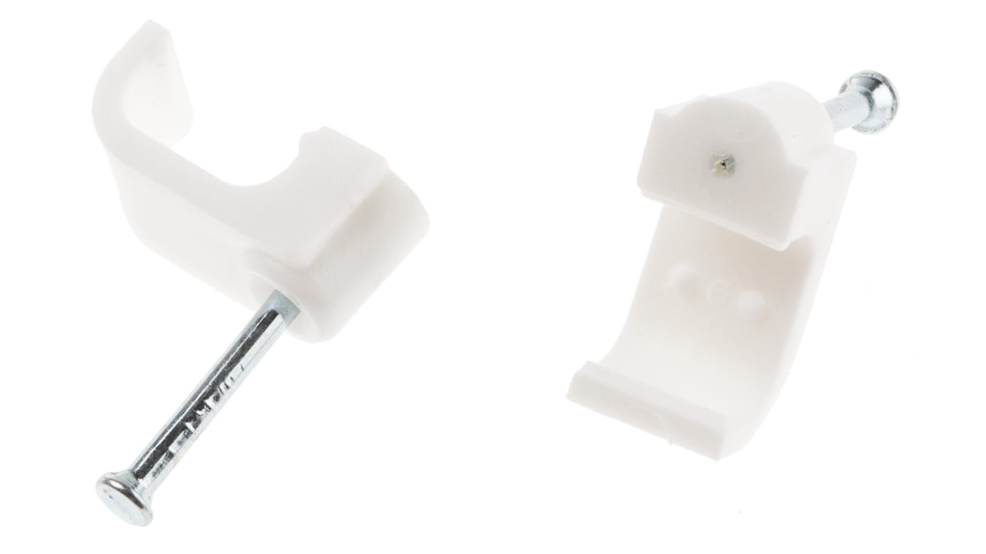 RS PRO White PE Rectangular Cable Clip