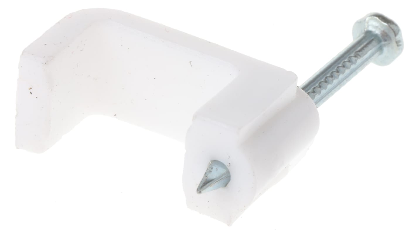 RS PRO White PE Rectangular Cable Clip