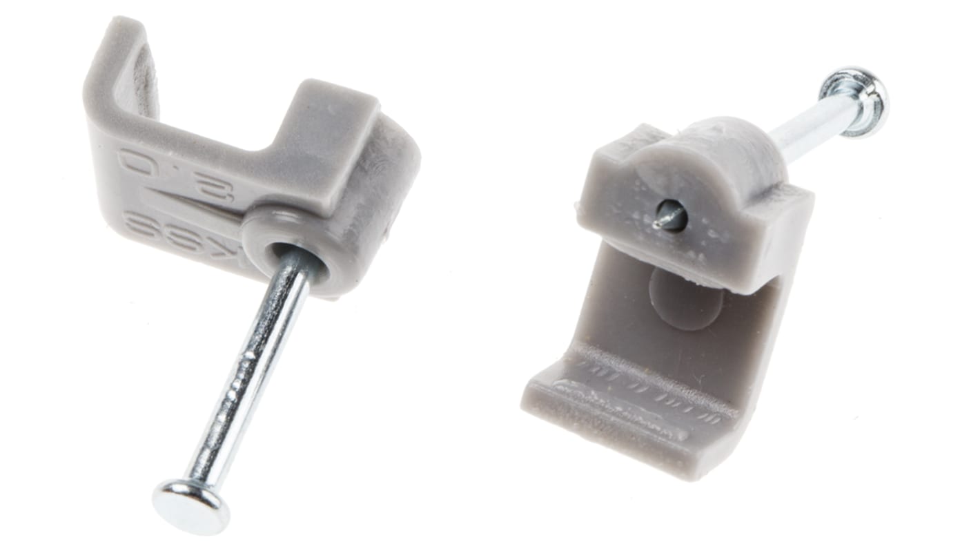 RS PRO Grey PE Rectangular Cable Clip, 1.5mm Max. Bundle