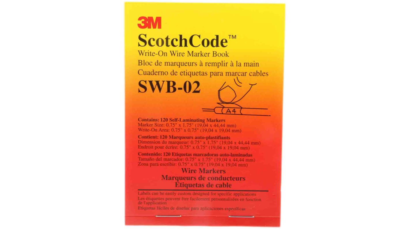 Libro de Marcadores de Cable 3M SWB -02 de Vinilo Blanco, texto: Blank, Ø máx. 8mm, montaje: Adhesivo, 120 uds.