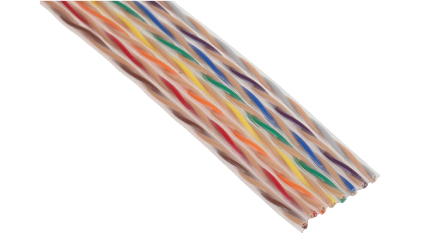RS PRO Twisted Ribbon Cable, 16-Way, 1.27mm Pitch, 30m Length