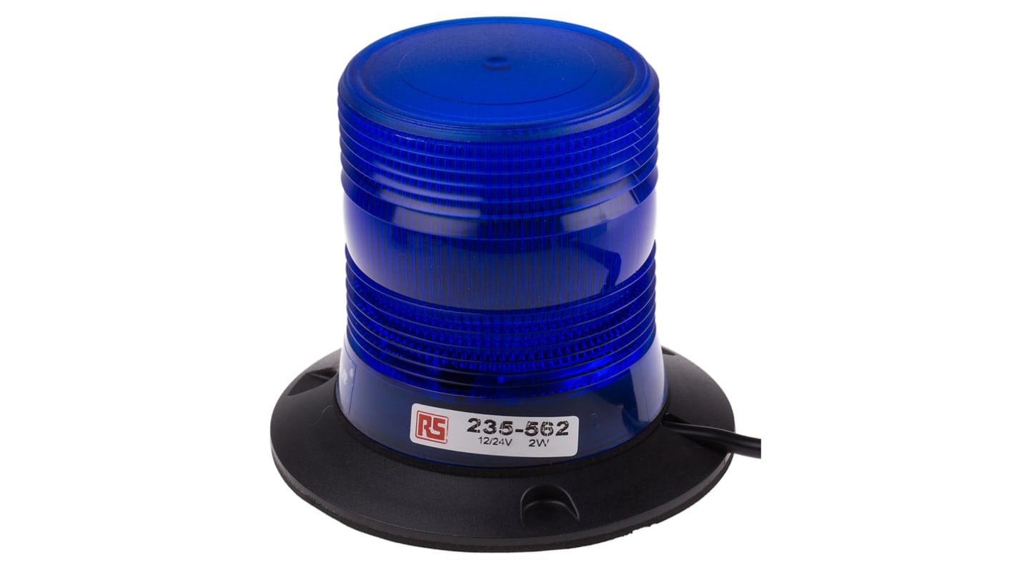 RS PRO Blue Flashing Beacon, 10 → 30 V dc, Magnetic Mount, Xenon Bulb, IP56