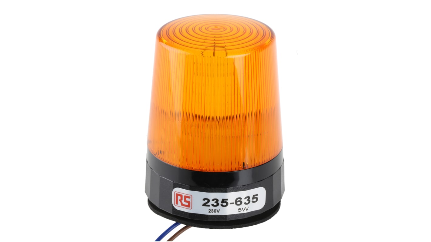 RS PRO, Xenon Blitz Signalleuchte Orange, 230 V ac, Ø 77mm x 95mm
