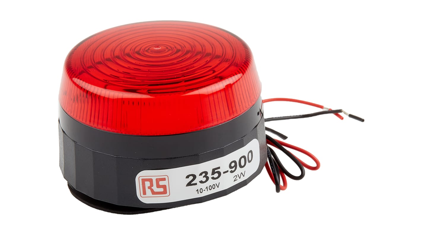 RS PRO Red Flashing Beacon, 10 → 100 V dc, 20 → 72 V ac, Surface Mount, Xenon Bulb, IP67